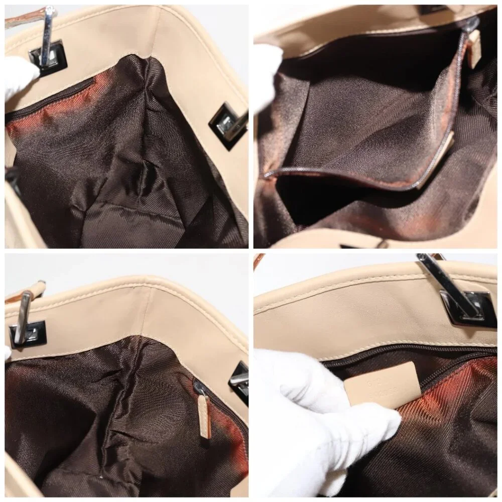 GUCCI GG Canvas Tote Bag Beige Silver 31244 Auth - Picture 15 of 16